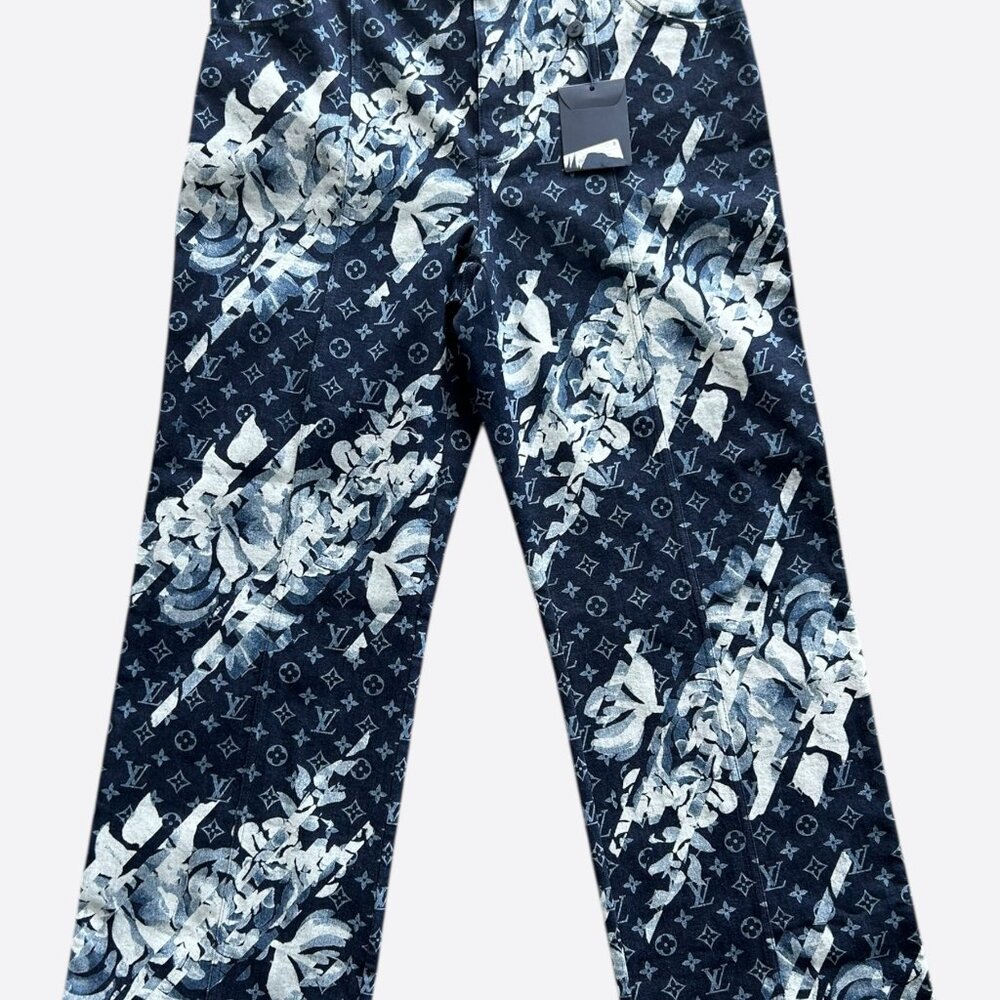 Louis Vuitton Blue Floral Monogram Jeans